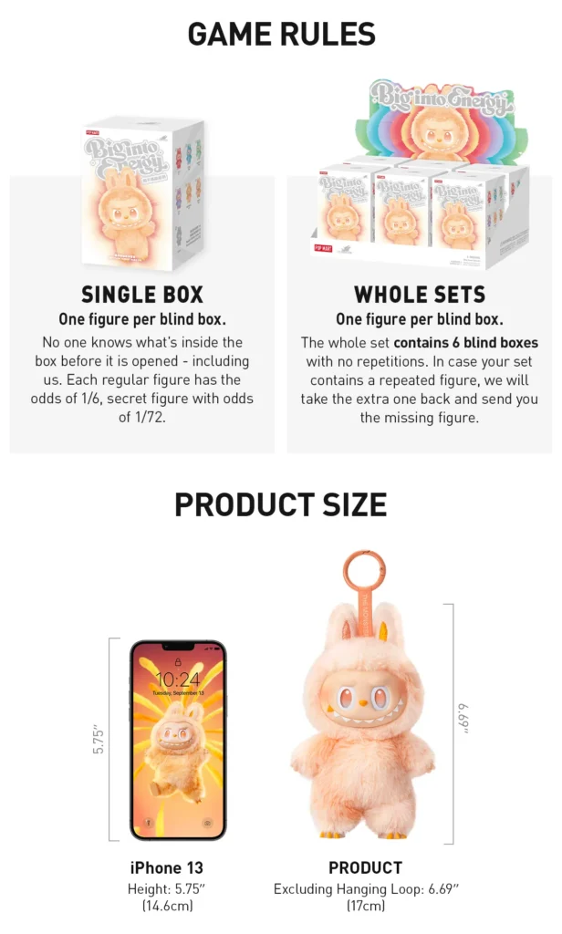 the monsters labubu big into energy series vinyl plush pendant blind box